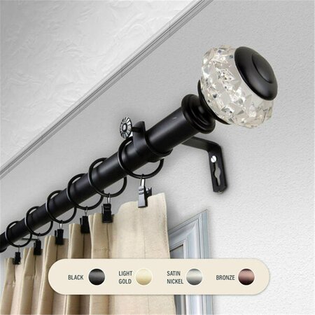 CENTRAL DESIGN 1 in. Lyla Curtain Rod with 160 to 240 in. Extension, Black 100-59-1602